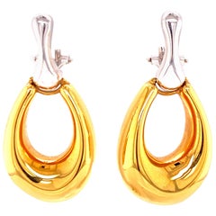 Italian Door Knocker Drop Earrings 14 Karat Two-Tone Gold