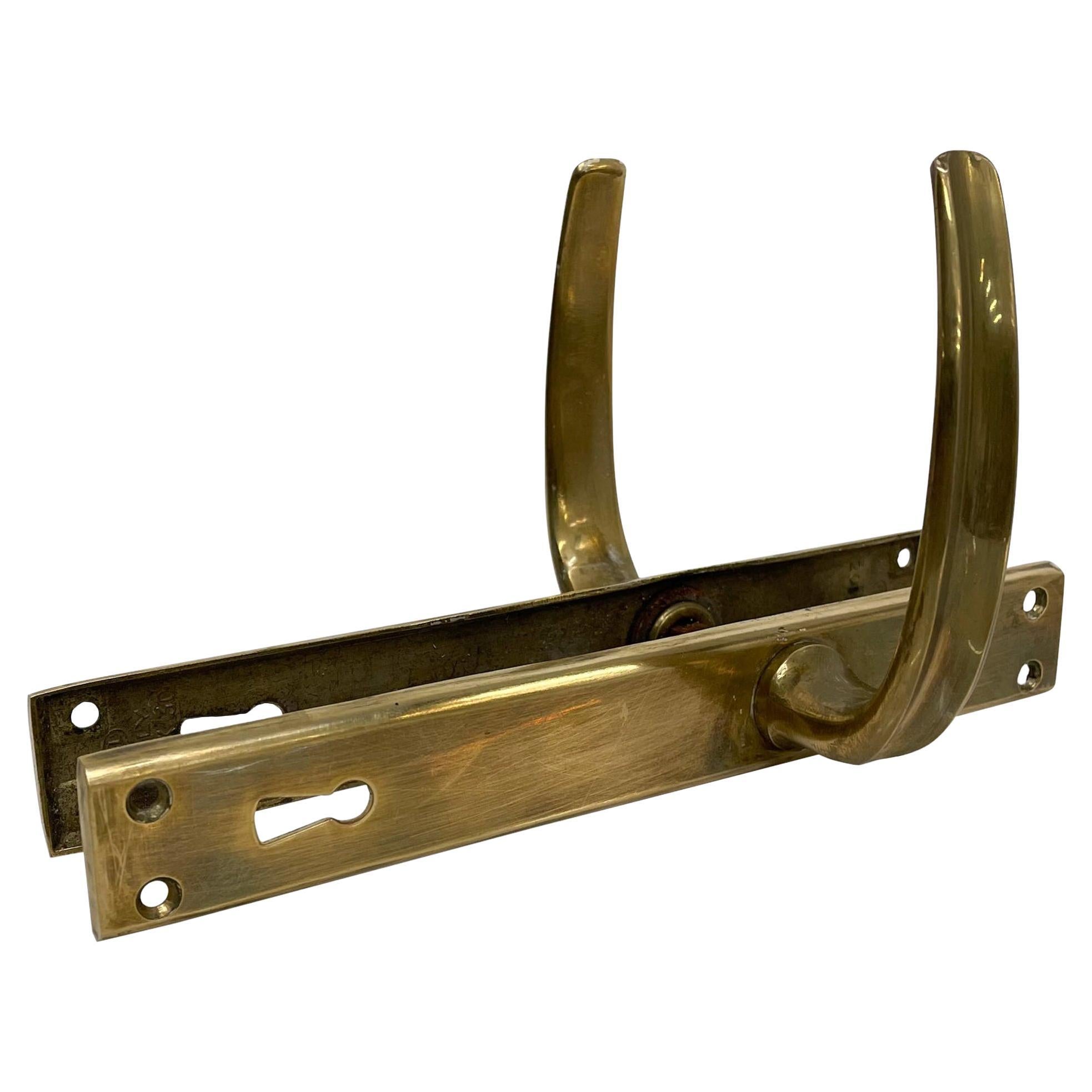 Midcentury Modern Italian Door Plate & Pull Handle in Rich Brass ITALY 1950s
Note seven units (7) are available. All are sold individually.
In the style of Gio Ponti
8 tall x 1.25 W plate, 4L x .75 thick
Original Preowned Vintage Good