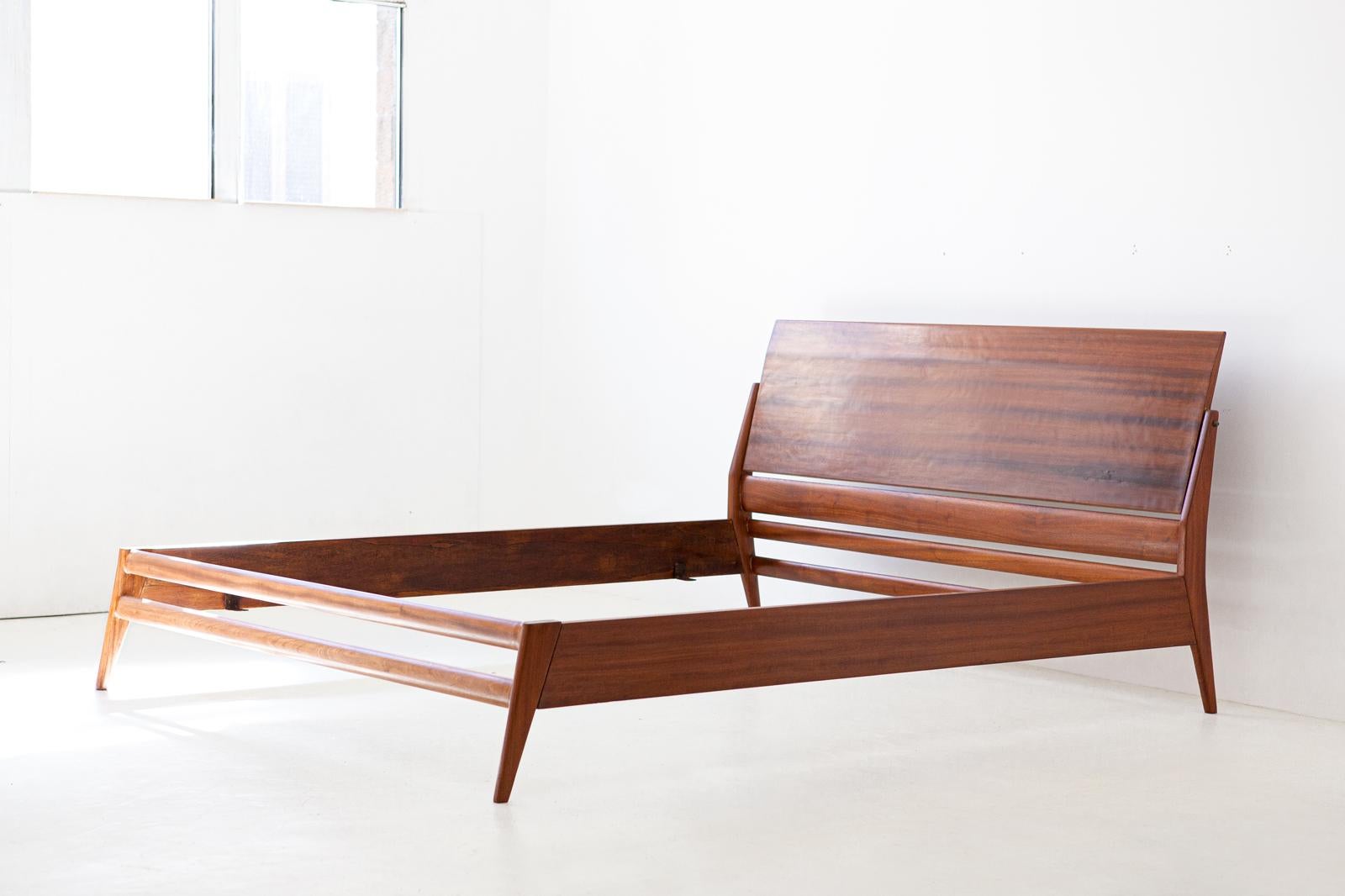 Italian Wooden Double Bed Frame by Silvio Cavatorta, 1950s 3