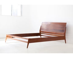 Italian Wooden Double Bed Frame by Silvio Cavatorta, 1950s
