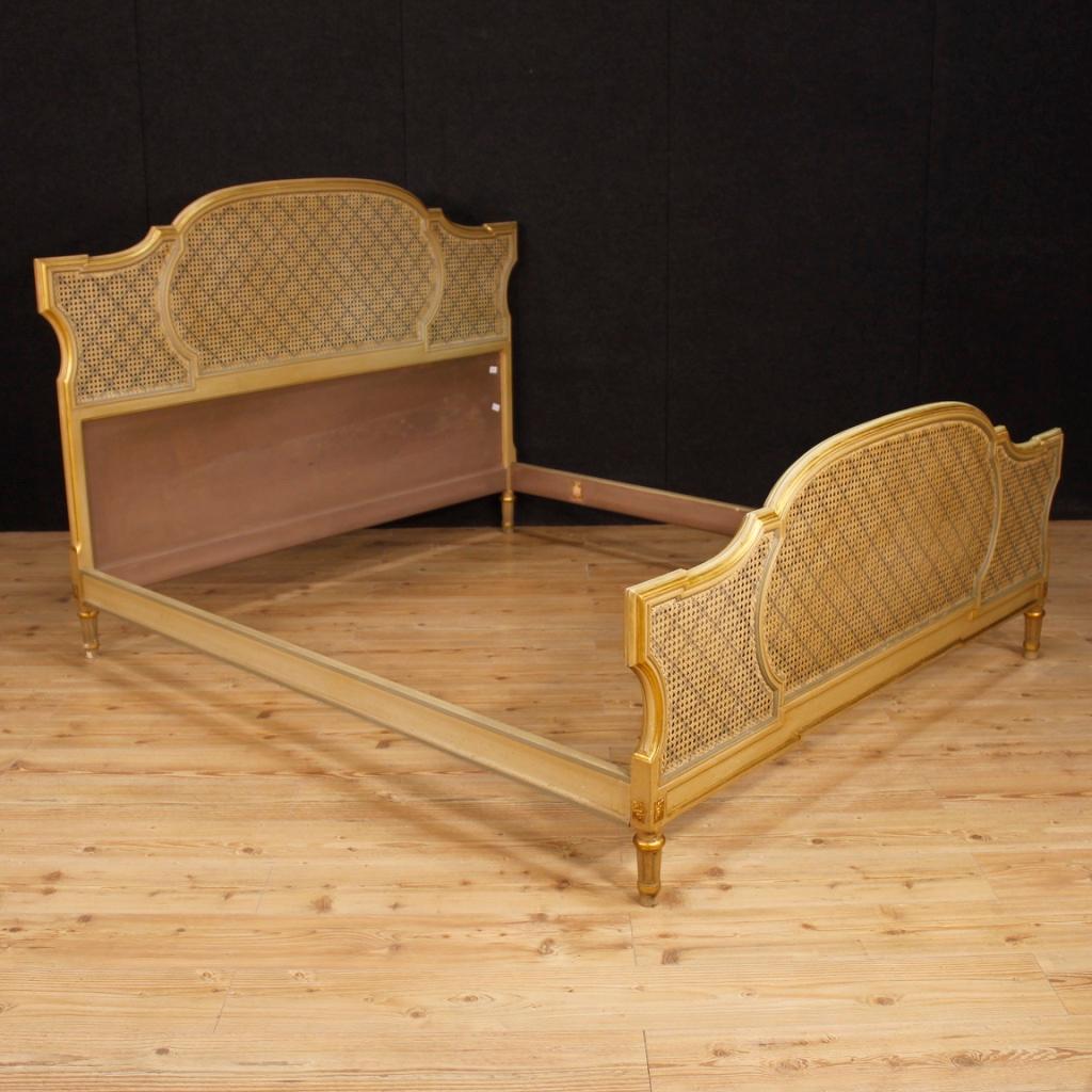 20th Century Lacquered and Gilt Wood Louis XVI Style Italian Double Bed, 1950 6