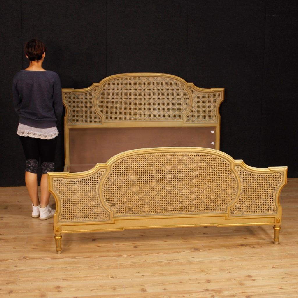 20th Century Lacquered and Gilt Wood Louis XVI Style Italian Double Bed, 1950 8