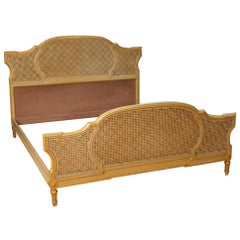 Italian Double Bed in Lacquered and Giltwood in Louis XVI Style 20th Century