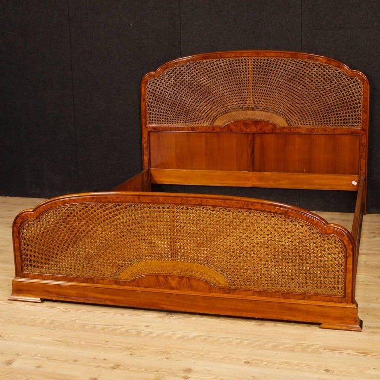 Italian Double Bed in Mahogany and Burl Walnut from 20th Century at 1stDibs