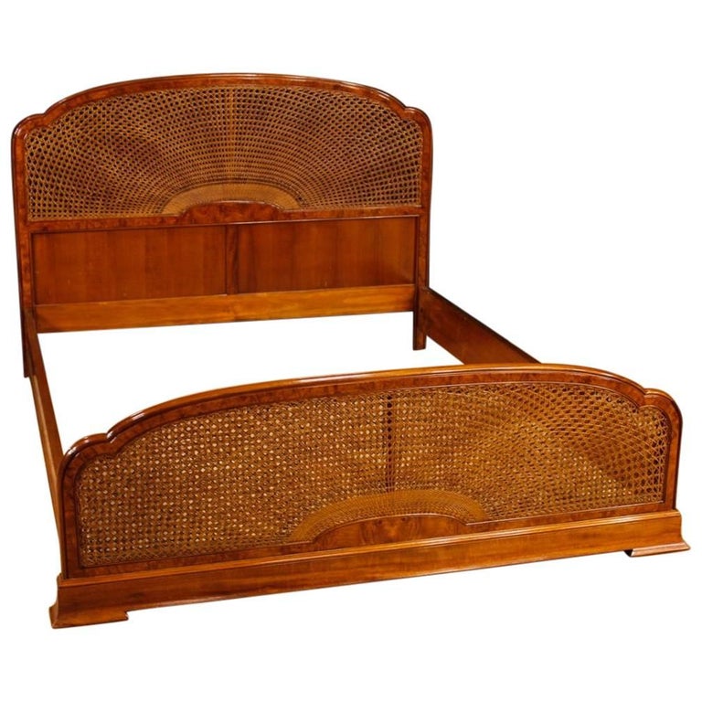 Italian Double Bed in Mahogany and Burl Walnut from 20th Century at 1stDibs