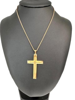 Italian Double Cross Yellow Gold Satin Finish