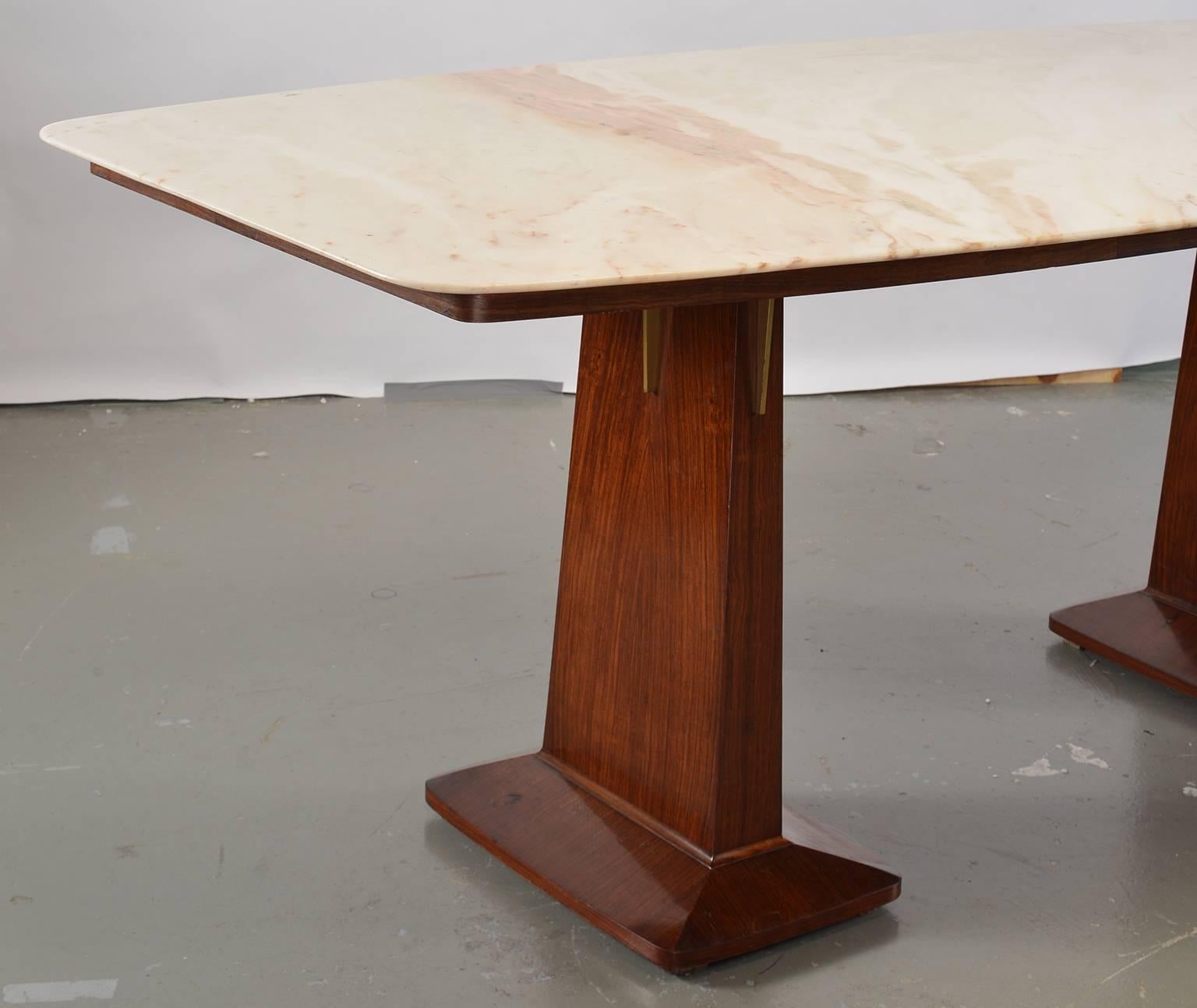 Italian Double Pedestal Table with Marble-Top in Style of Vittorio Dassi 6