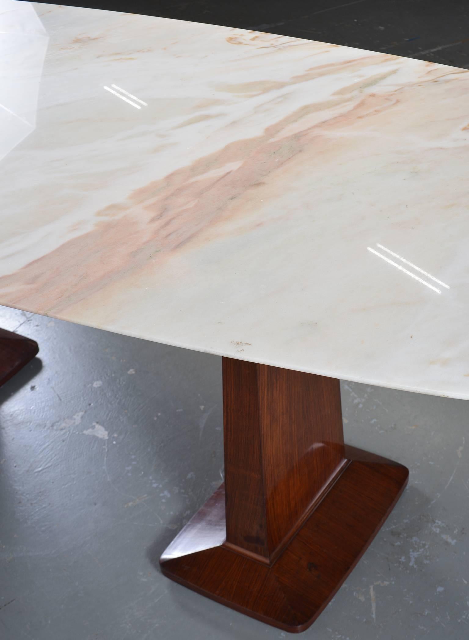 Italian Double Pedestal Table with Marble-Top in Style of Vittorio Dassi 2