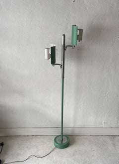 Italian Double Shade Green Metal and Metalic Body Floor Lamp, 1960s, Italy