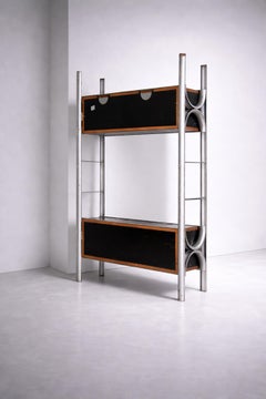 Italian Double-Sided "FerroTipi" Series Bookcase with Drop-Front, Malacrida & Res