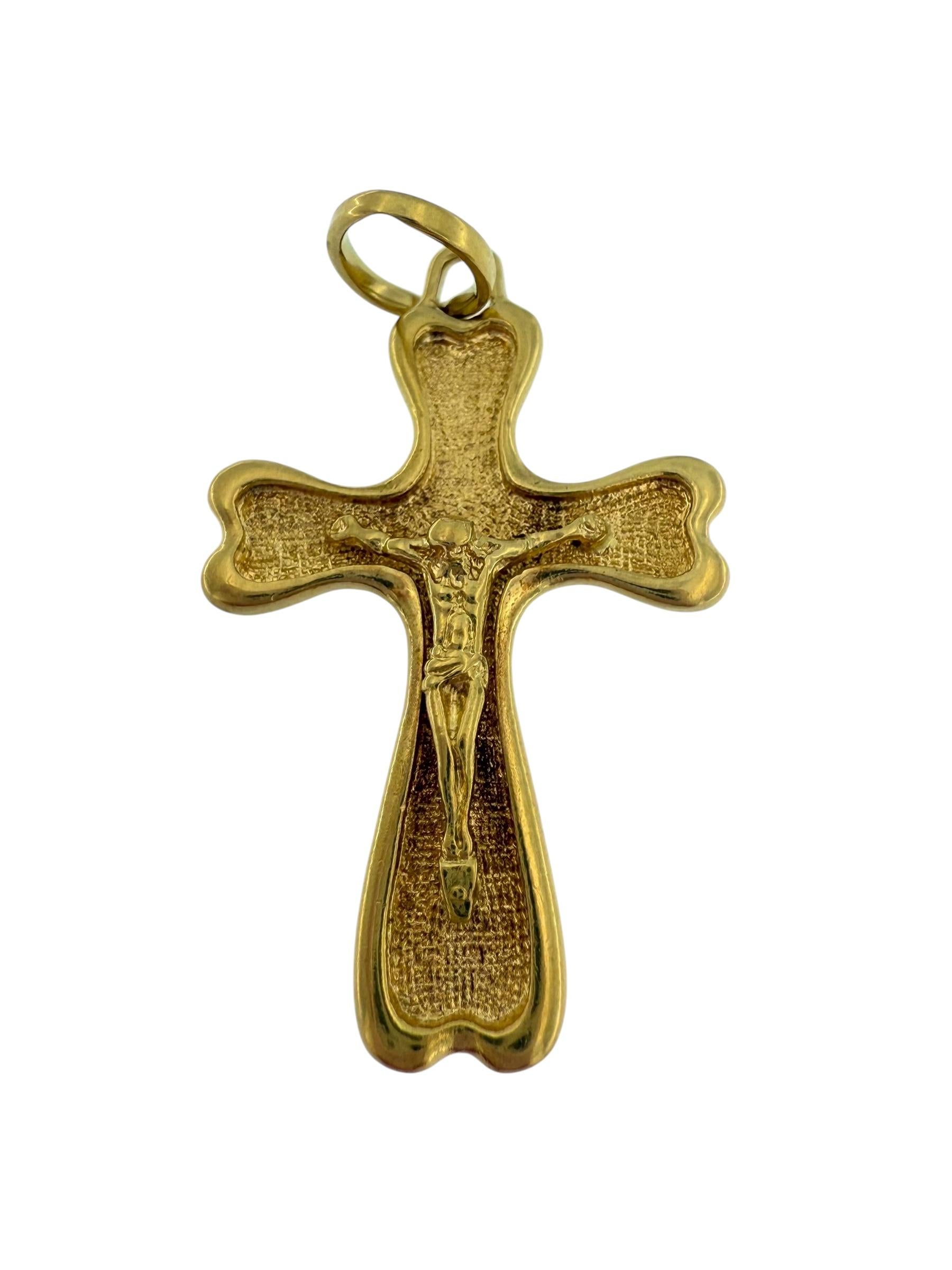Artisan Crucifix italien à double face en or jaune en vente