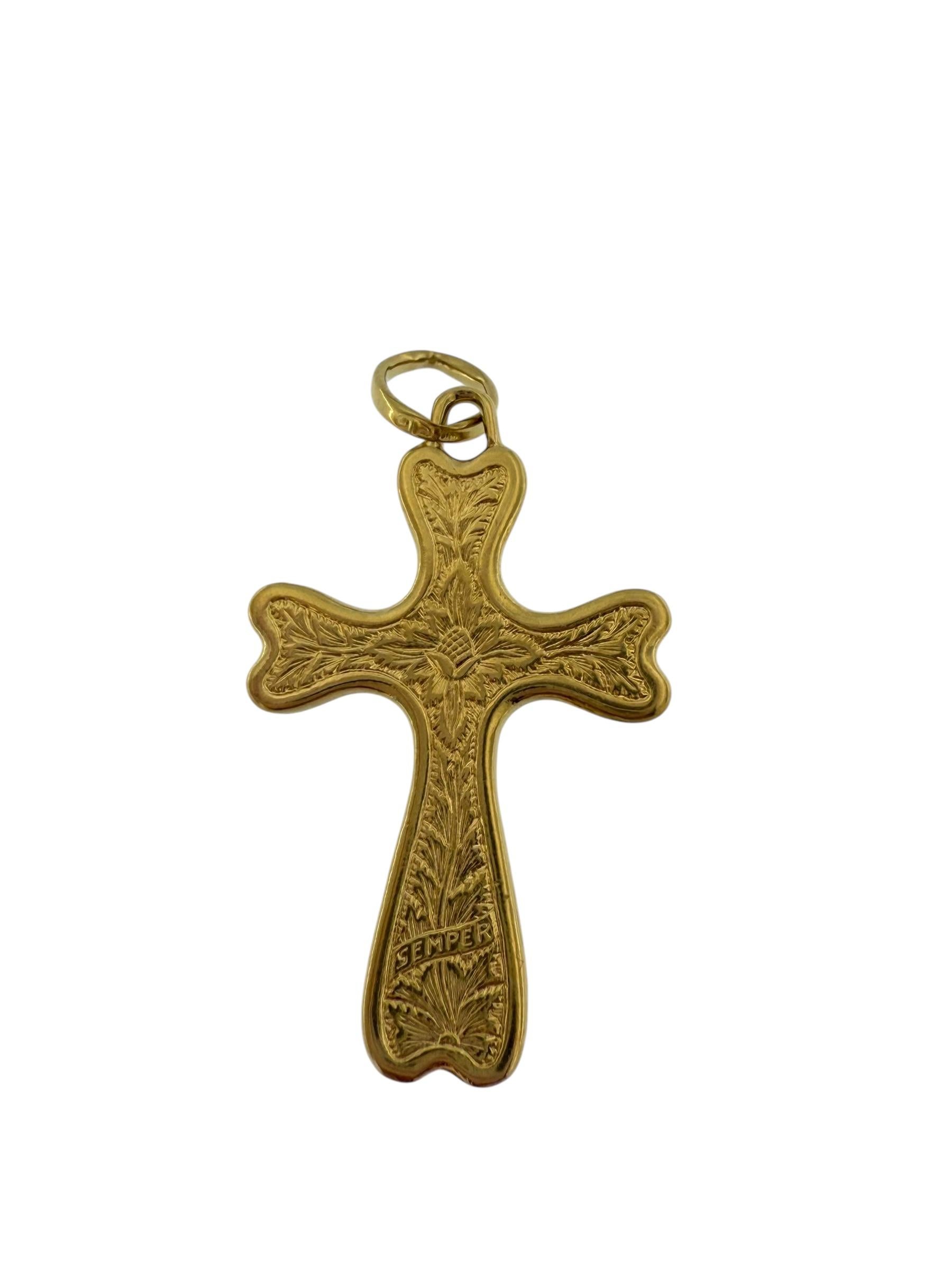 Crucifix italien à double face en or jaune Bon état - En vente à Esch sur Alzette, Esch-sur-Alzette