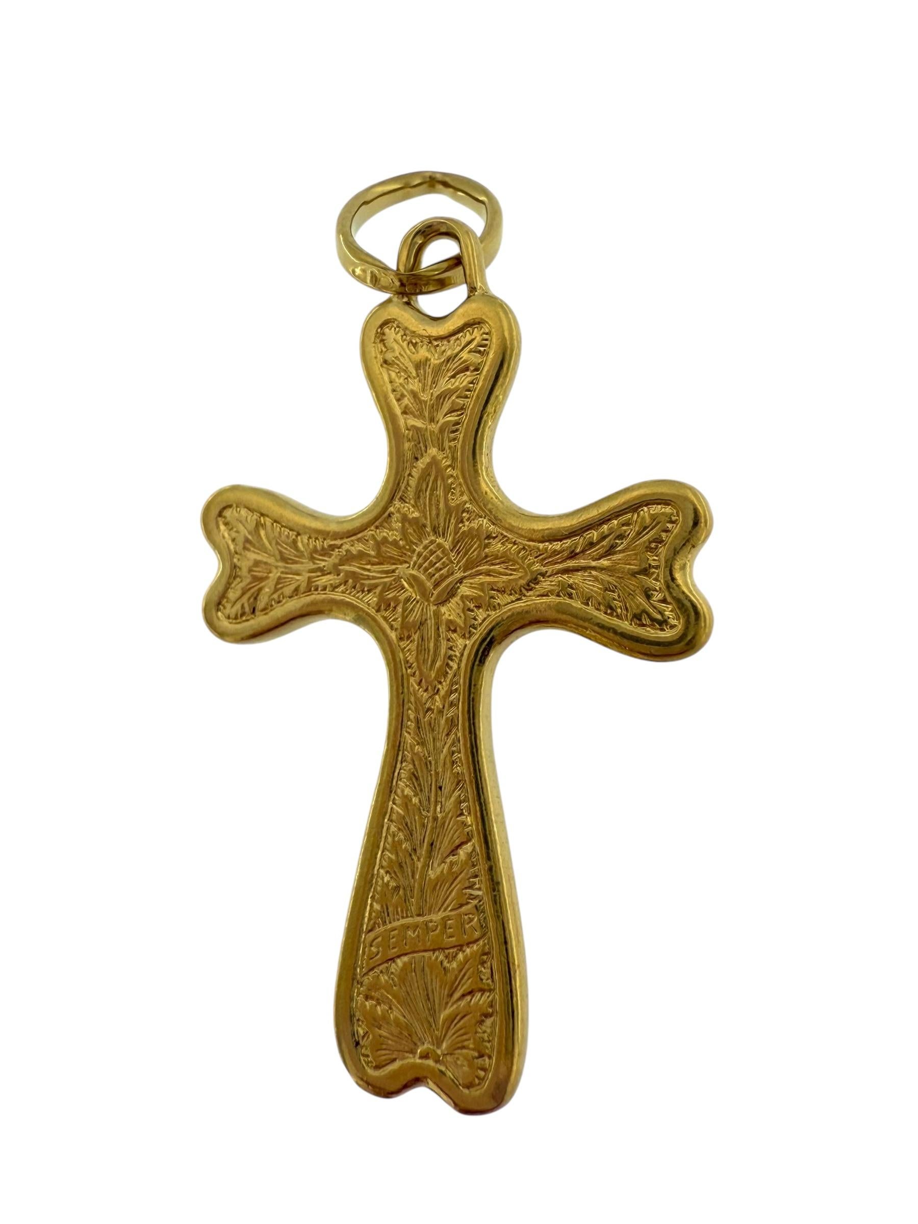 Crucifix italien à double face en or jaune Unisexe en vente