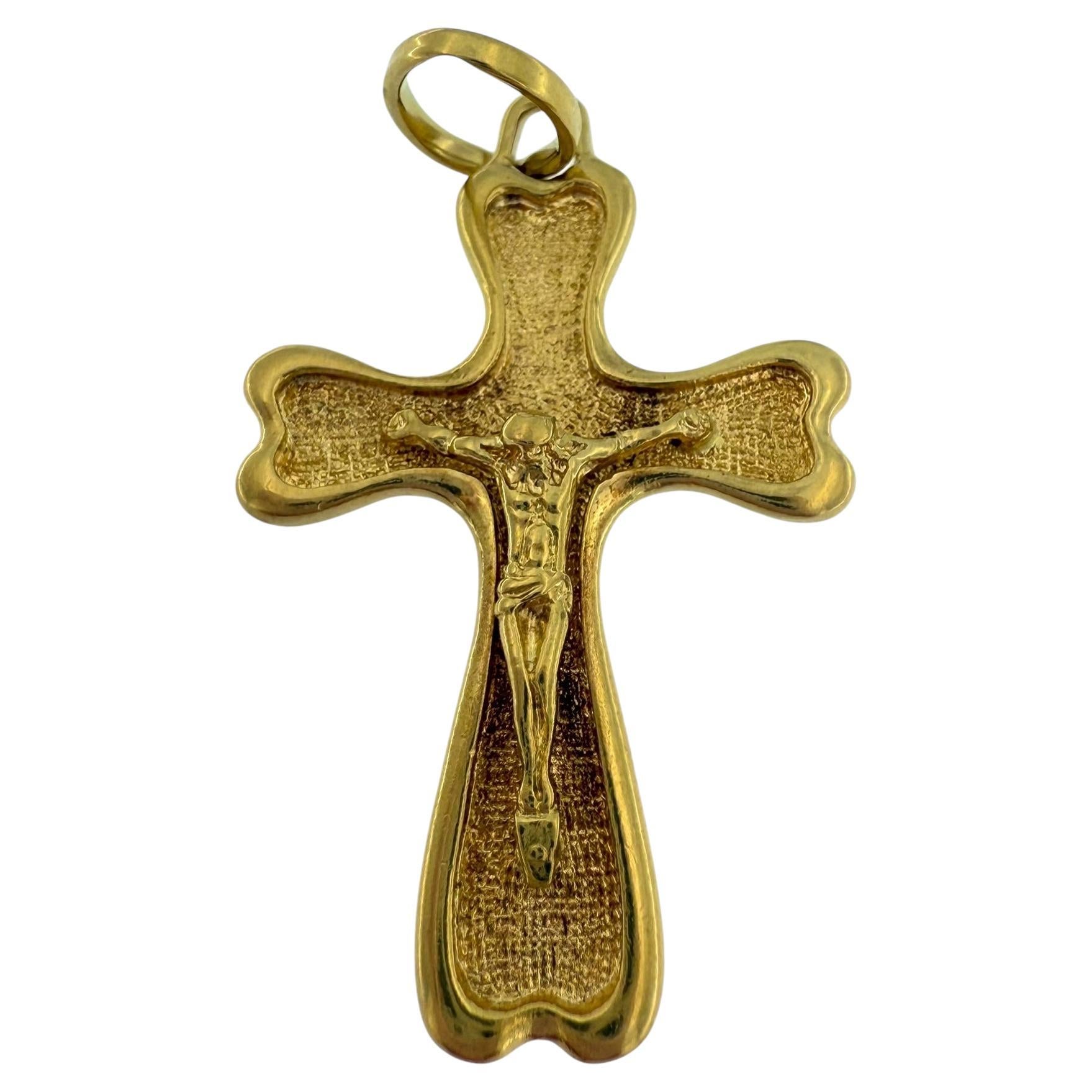 Crocifisso italiano bifacciale in oro giallo