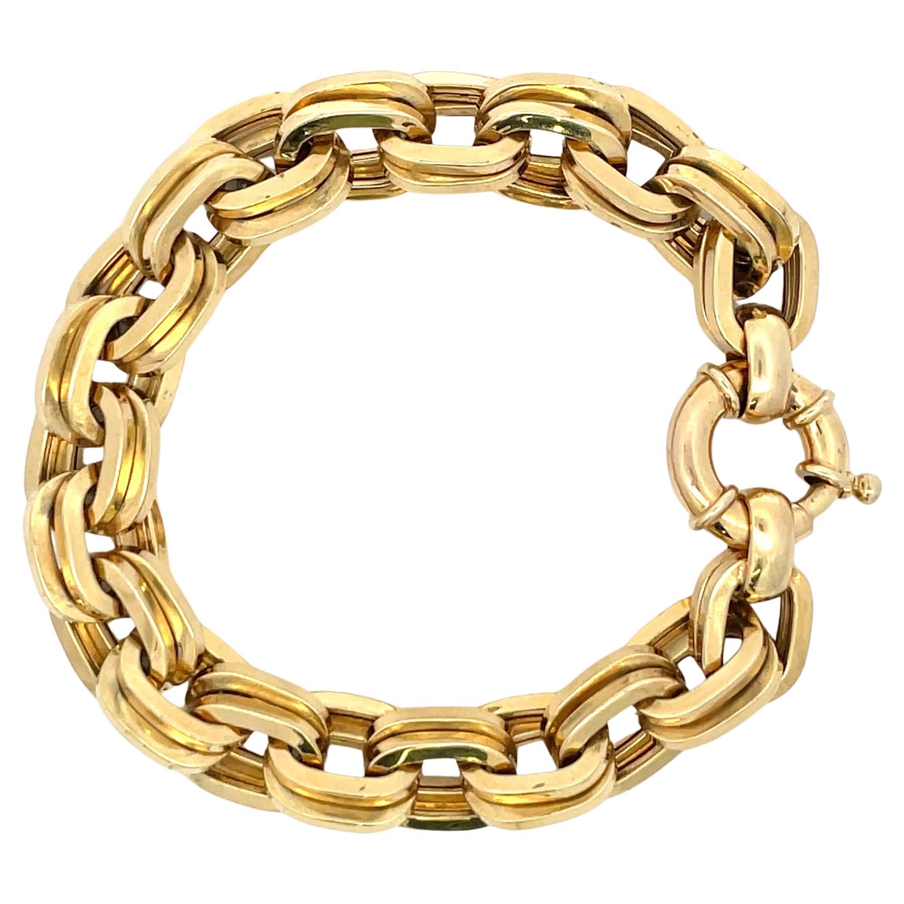 Italienisches Quadratisches Gliederarmband 22,8 Gramm 14 Karat Gelbgold Damen
