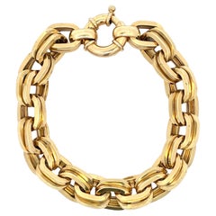 Vintage Italian Double Square Link Bracelet 22.8 Grams 14 Karat Yellow Gold