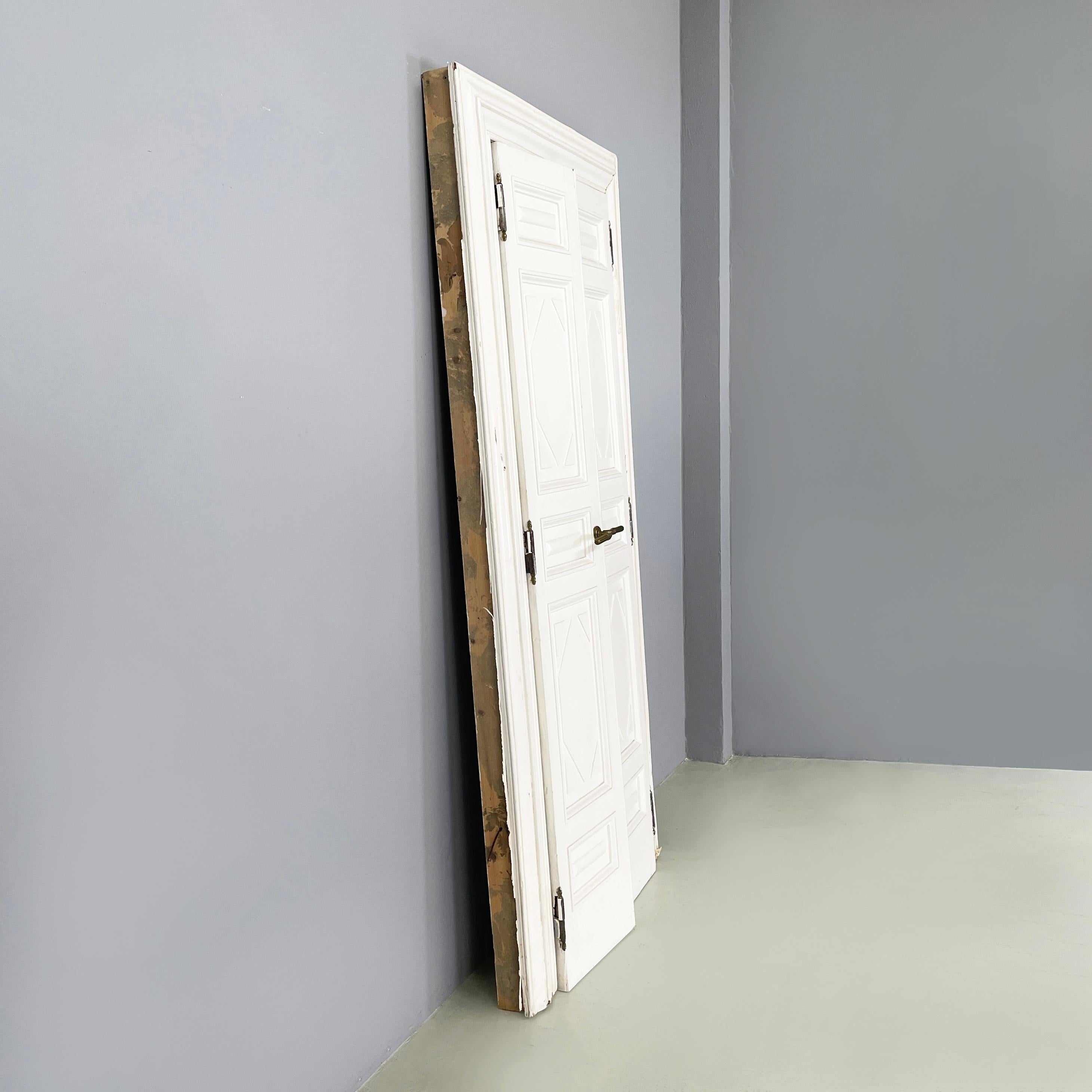 Puerta italiana de doble batiente totalmente de madera blanca, principios de 1900 Italiano en venta