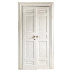 Italian Double swing door entirely in white wood, early 1900s