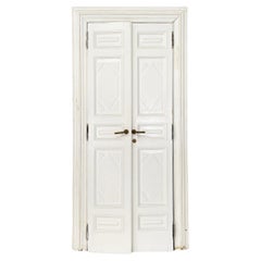 Italian Double swing door entirely in white wood, early 1900s