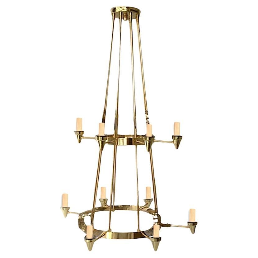 Pair of Large Italian Moderne Chandeliers. Sold Individually. For Sale