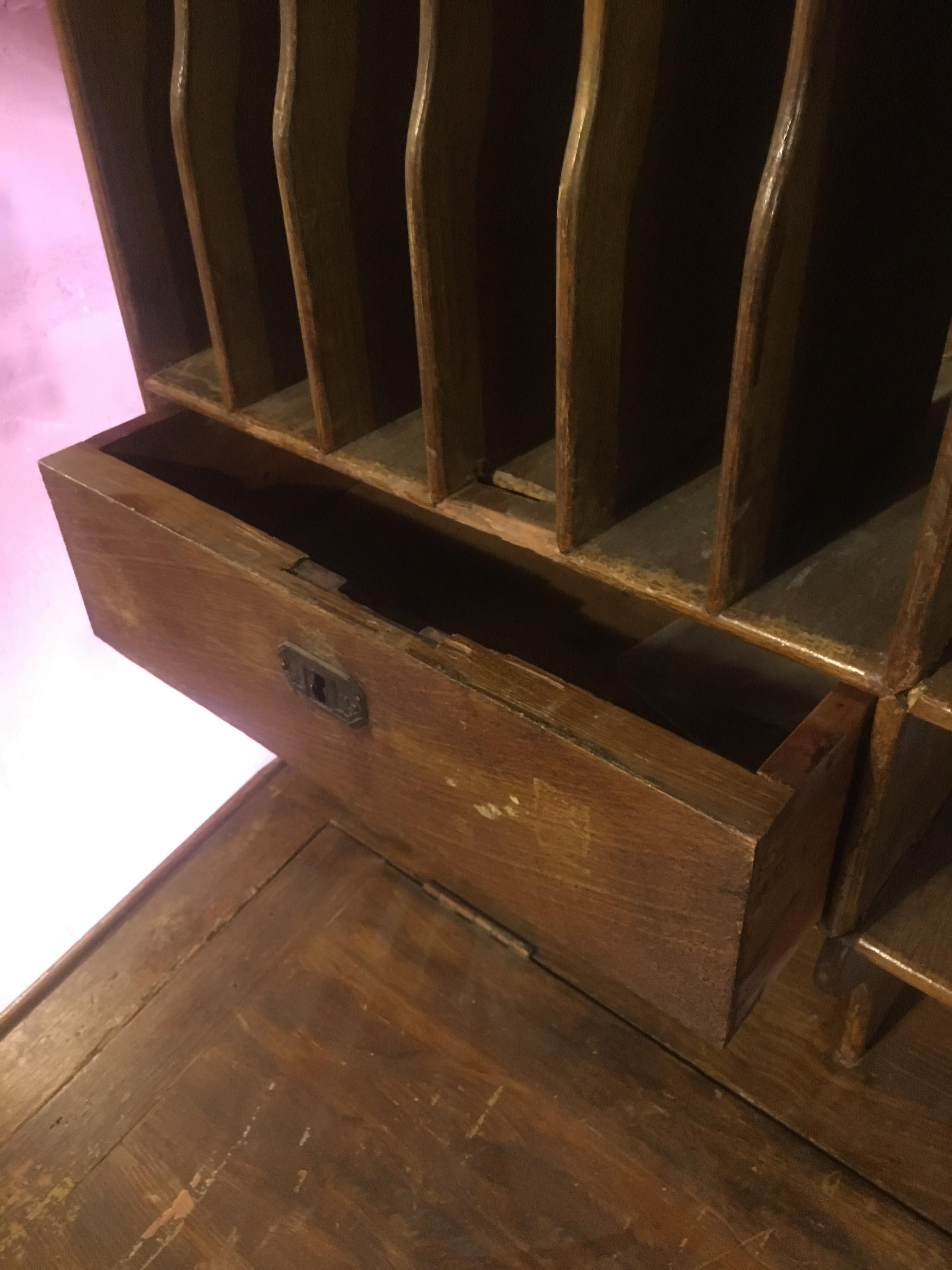 Late 19th Century Italian Double Wooden Desk with Pigeonholes from 19th Century For Sale