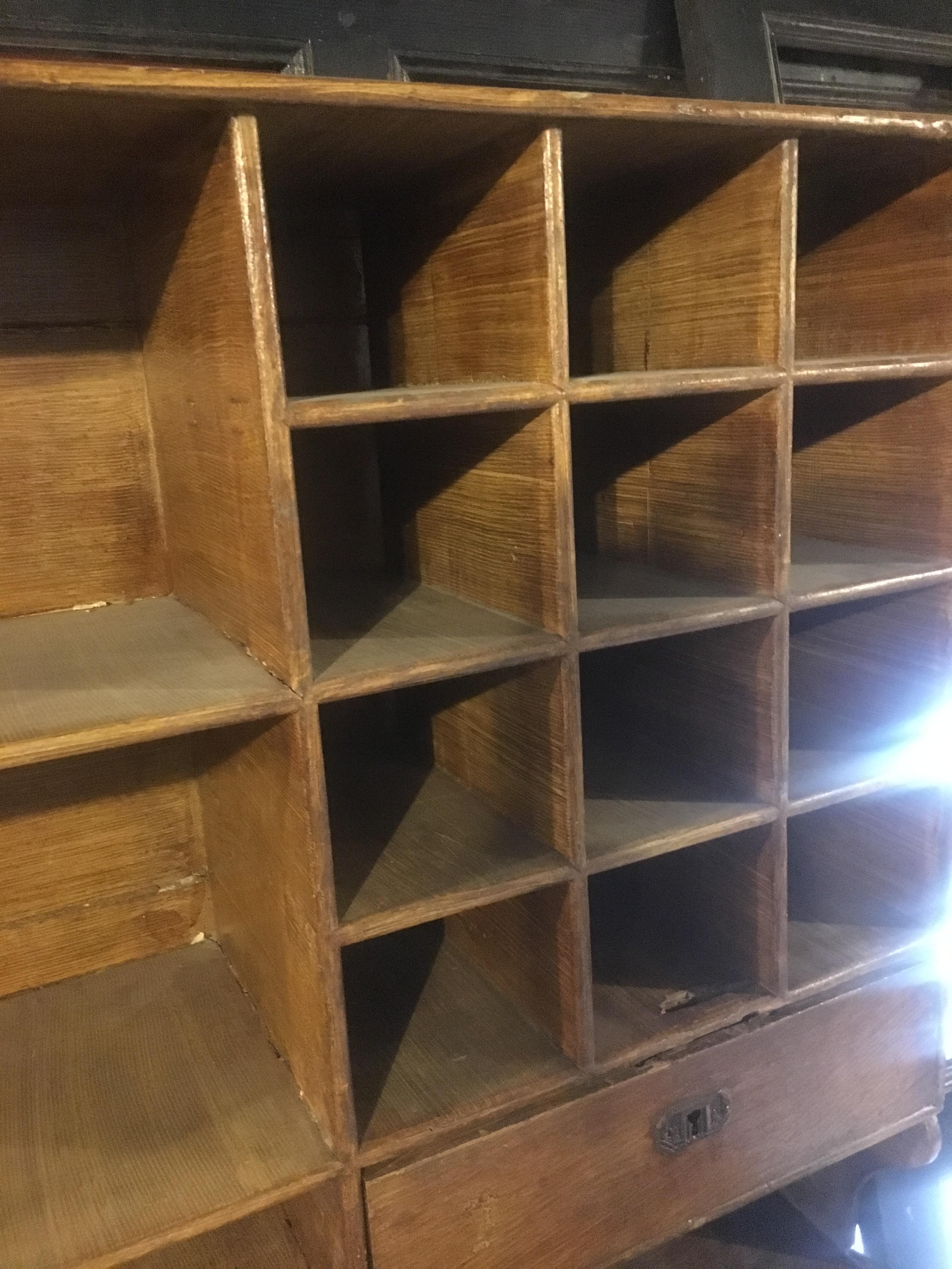 Italian Double Wooden Desk with Pigeonholes from 19th Century For Sale 1