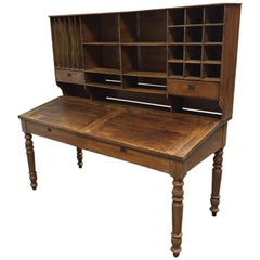 Italian Double Wooden Desk with Pigeonholes from 19th Century