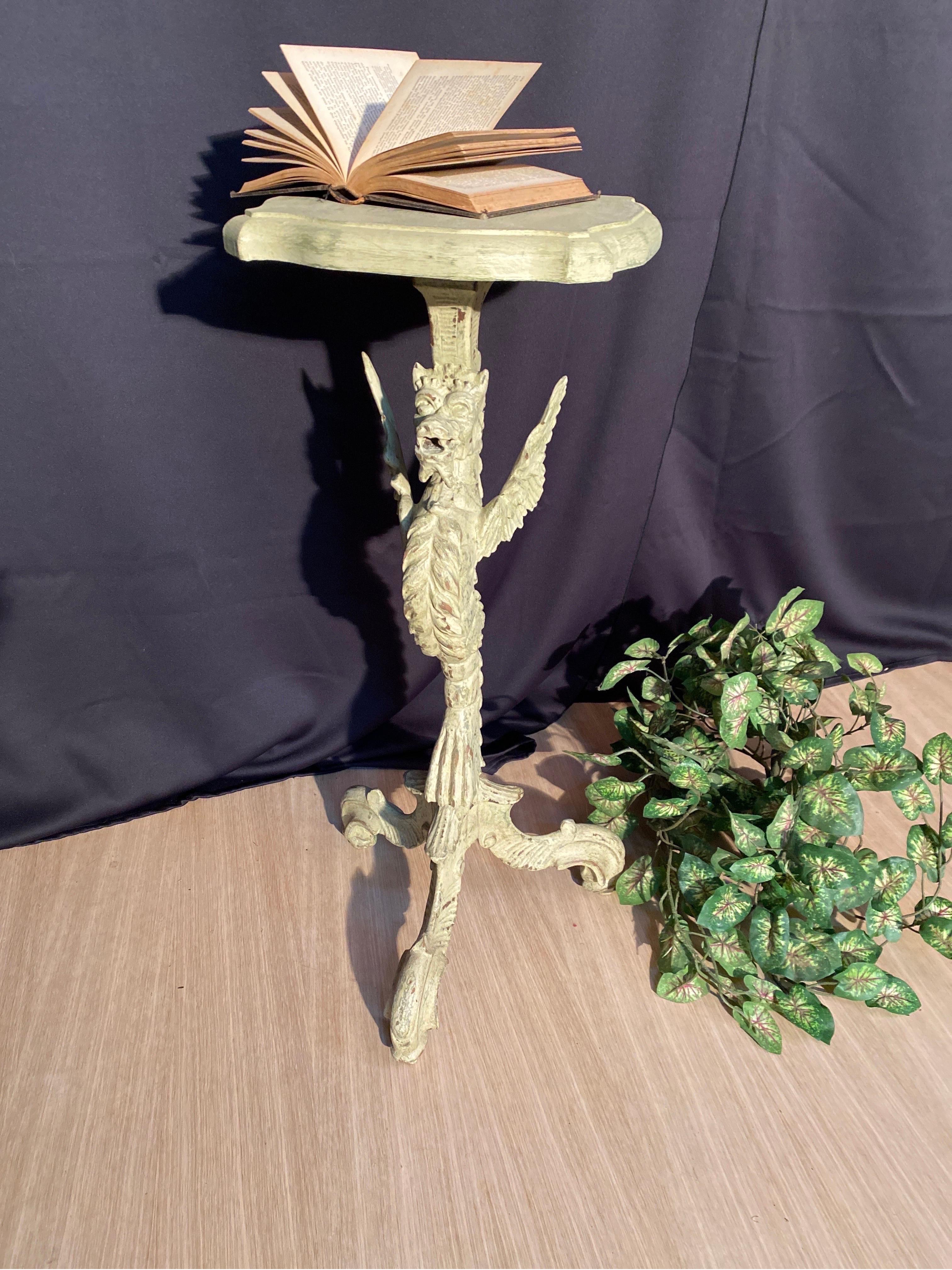 Baroque Italian dragon pedestal table with patina dating from the 19th century  For Sale
