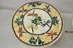 Italienische Libelle Mosaikfliese Runde Steinplatte Eisen Terrasse Beistelltische - Paar