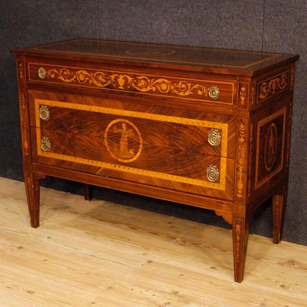 Inlay Italian Dresser in Inlaid Wood in Louis XVI Style from 20th Century
