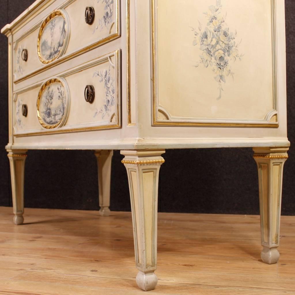 Italian Dresser in Lacquered, Painted Wood with Marble Top in Louis XVI Style 5