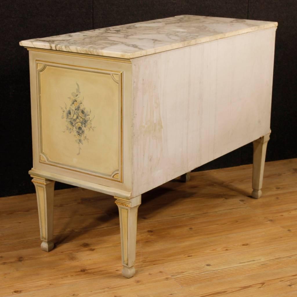 Italian Dresser in Lacquered, Painted Wood with Marble Top in Louis XVI Style 3