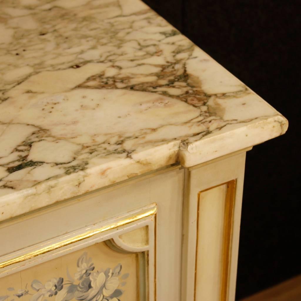 Italian Dresser in Lacquered, Painted Wood with Marble Top in Louis XVI Style 4