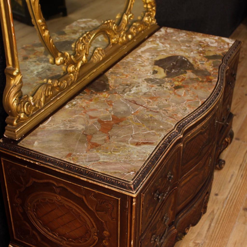 Italian Dresser with Mirror in Lacquered and Gilt Wood from 20th Century 1