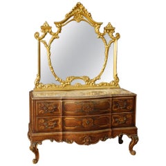 Italian Dresser with Mirror in Lacquered and Gilt Wood from 20th Century