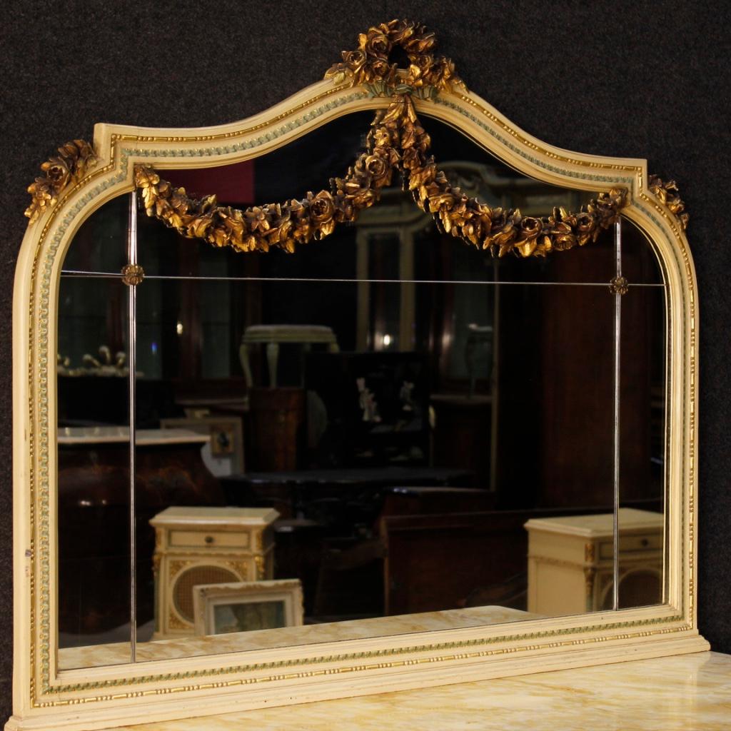 Carved  Italian Dresser with Mirror in Louis XVI Style in Lacquered Wood