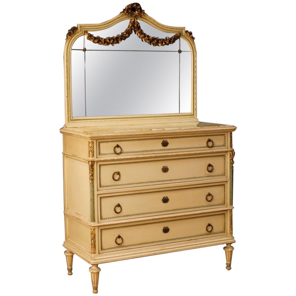  Italian Dresser with Mirror in Louis XVI Style in Lacquered Wood