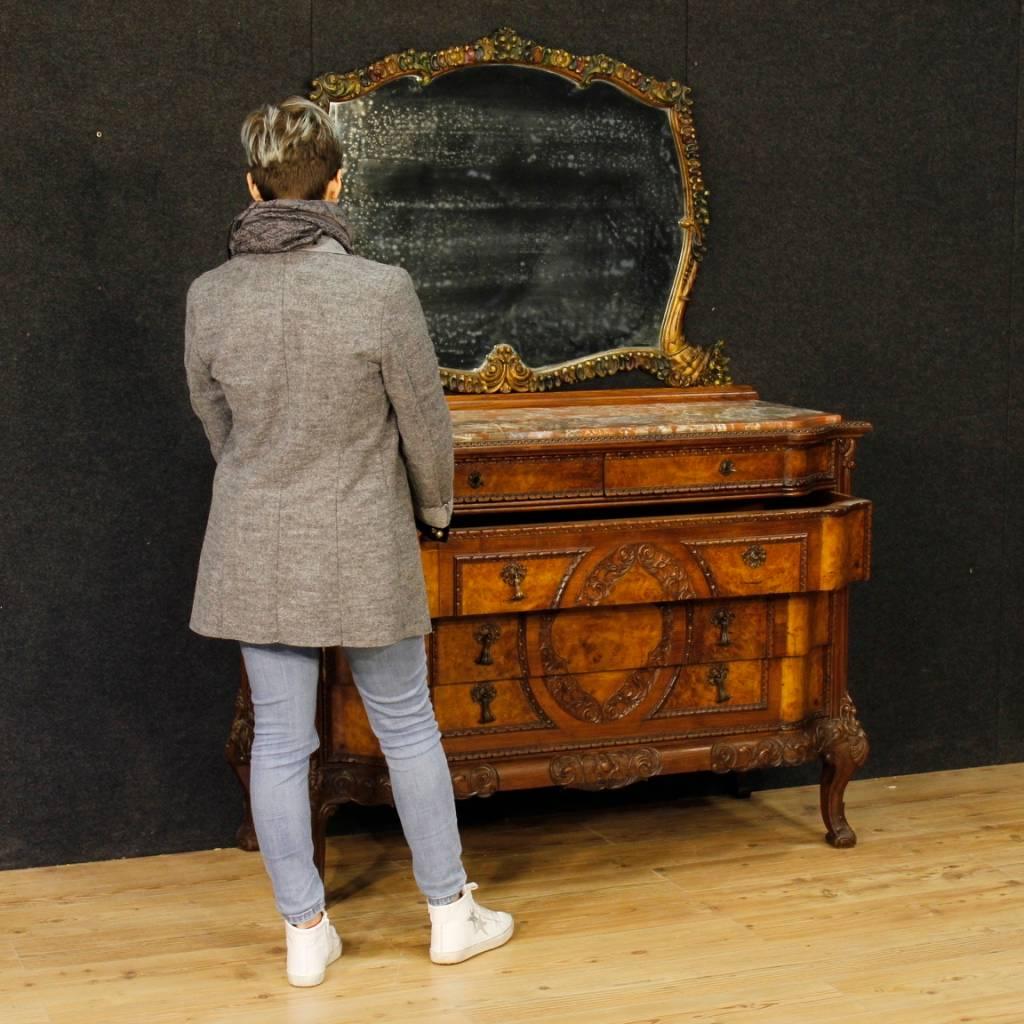 Italian Dresser with Mirror in Wood with Marble Top from 20th Century 9