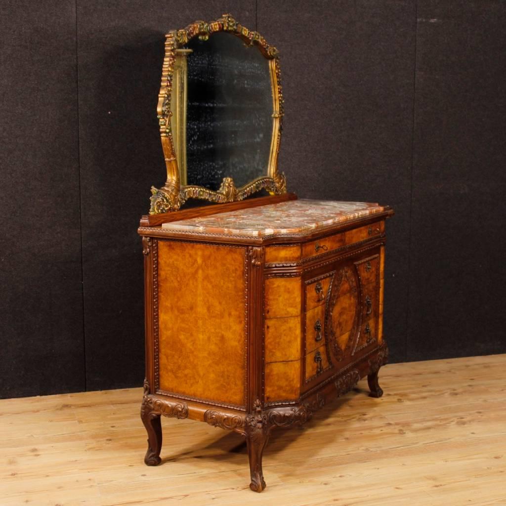 Italian Dresser with Mirror in Wood with Marble Top from 20th Century 4