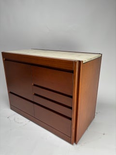 Italian Dry Bar by Angelo Mangiarotti for Molteni in Wood and Marble, 1960s