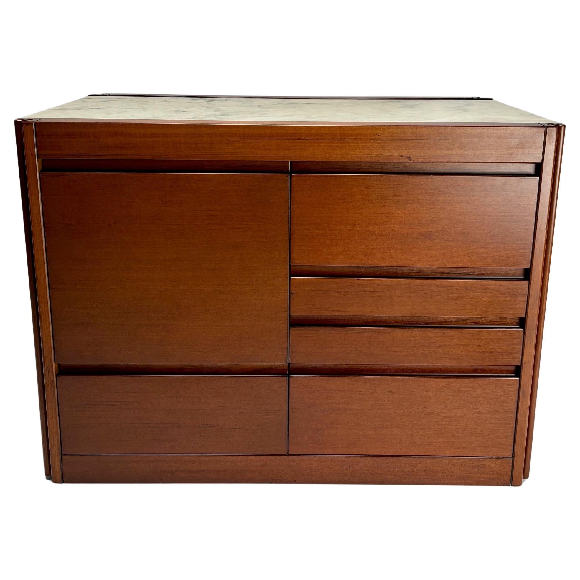 Italian Dry Bar by Angelo Mangiarotti for Molteni in Wood and Marble, 1960s