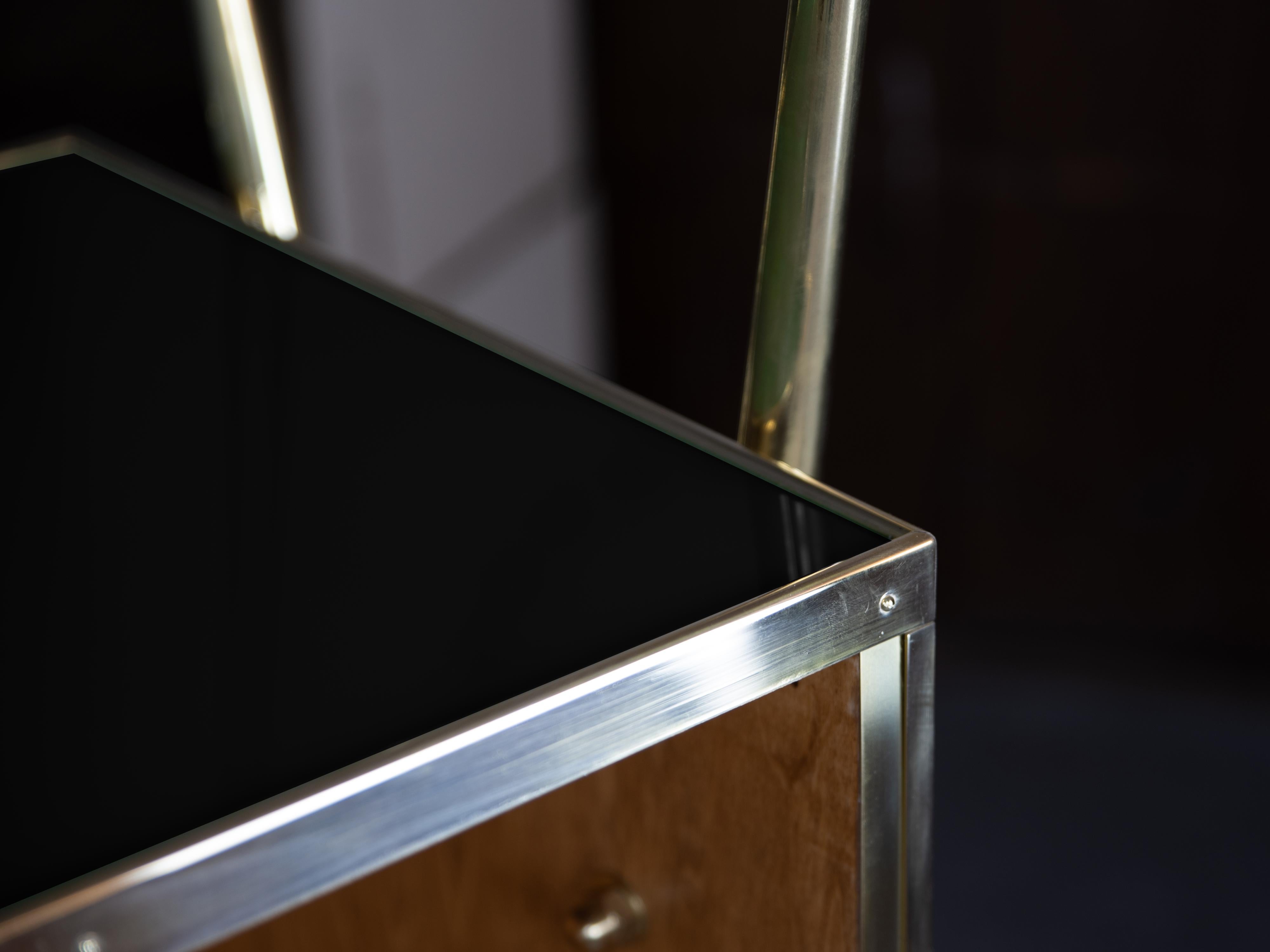 Italian Dry Bar in Black Murano Glass & Brass Inspired by Gio Ponti, 1950s style For Sale 3