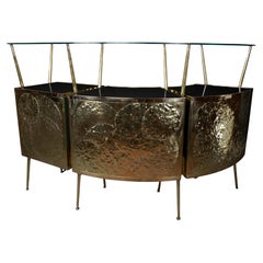 Italian Dry Bar in Black Murano Glass & Brass Inspired by Gio Ponti, 1950s style