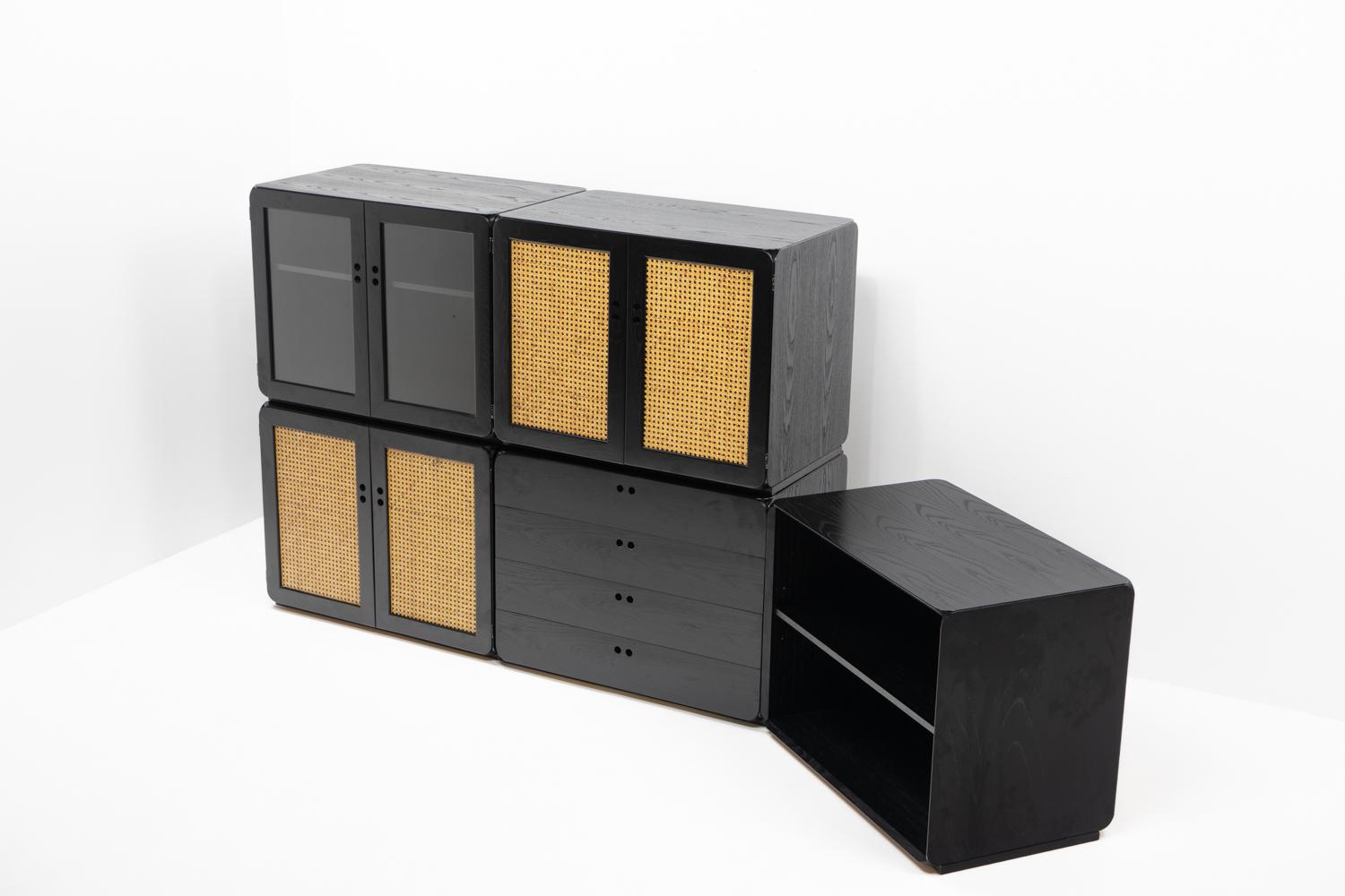 Glass Italian / Dutch Design Derk Jan De Vries, Samara Storage Unit – 1970s For Sale