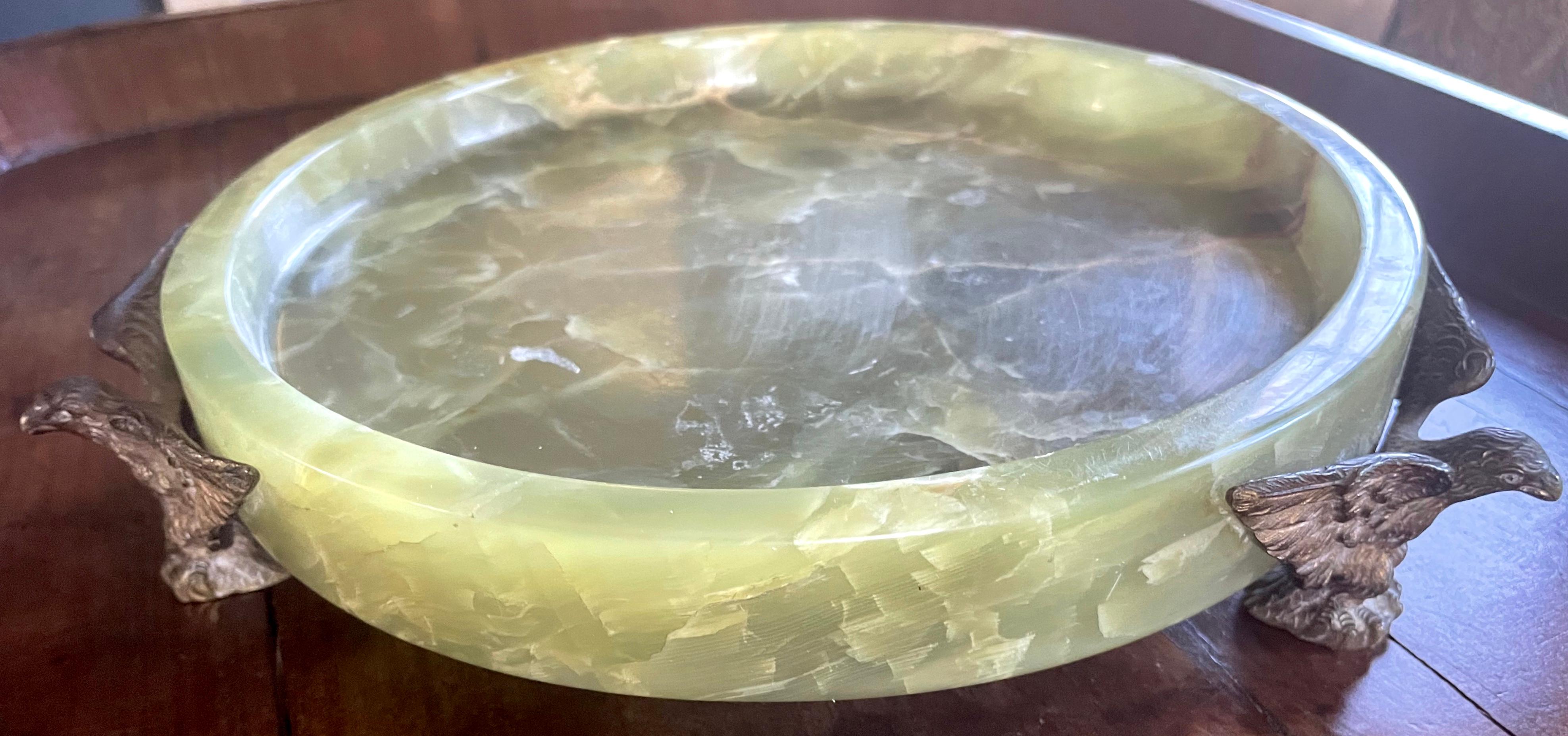 20th Century Italian Eagle Green Onyx Vide Poche