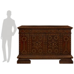 Italian early 17th century Baroque Period Brass and Walnut credenza