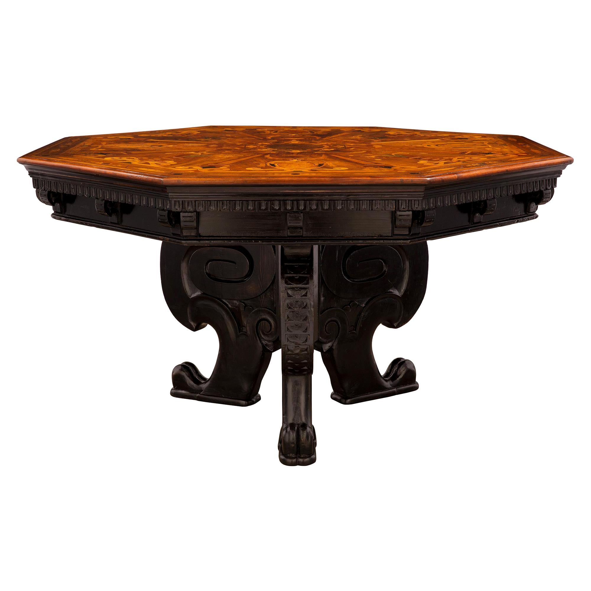 Italian Early 18th Century Baroque Period Octagonal Center Table For Sale