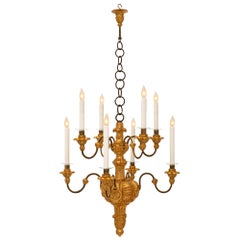 Italian Early 18th Century Giltwood and Wrought Iron Chandelier