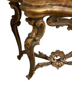 Italian Early 18th Century Giltwood Console with Faux Marble Top