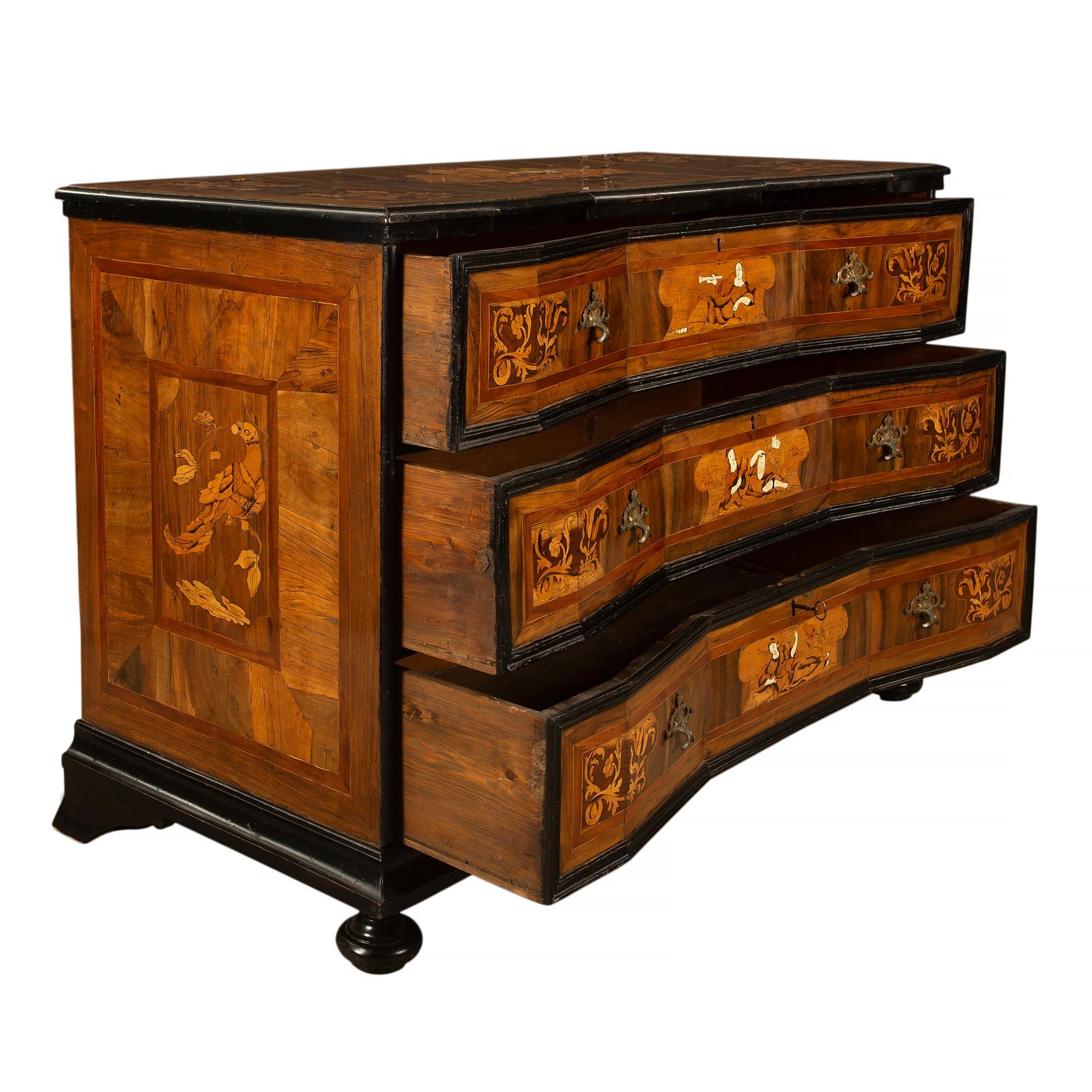 18th Century and Earlier Italian Early 18th Century Inlaid Commode from the Lombardi Region For Sale